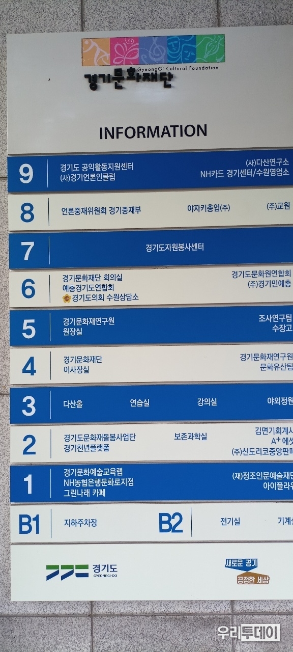 경기도 수원시 인계동에 위치한 언론중재위원회 경기사무소가 있는 경기문화재단 표식