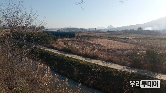 외포리 해안도로 초입에 위치한 검정 천막이 있는 1,400평이 소나무만 무성하게 자란채 방치되어 있다. 