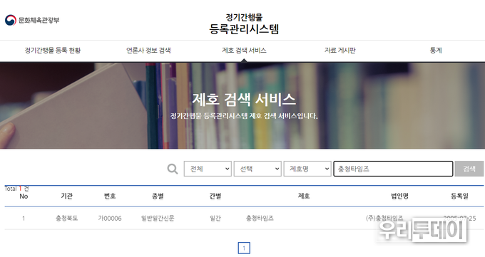 충청타임즈가 '인터넷신문' 미등록으로 남아있다.(3월 23일 기준)
