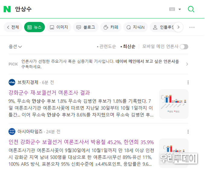 무소속 안상수 강화군수 후보와 관련해 누군가에 의한 의도적인 음해활동이 감지된다. 안상수 후보 지지율을 1.8%로 표기 